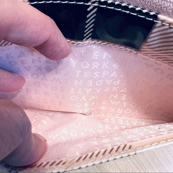 Kate Spade Women's Patent Leather Clutch Wallet Organizer Large Zip Pink Plaid - Picture 7 of 11